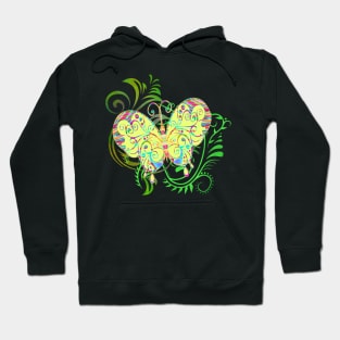 Decorative Yellow Butterfly Silhouette Art Hoodie